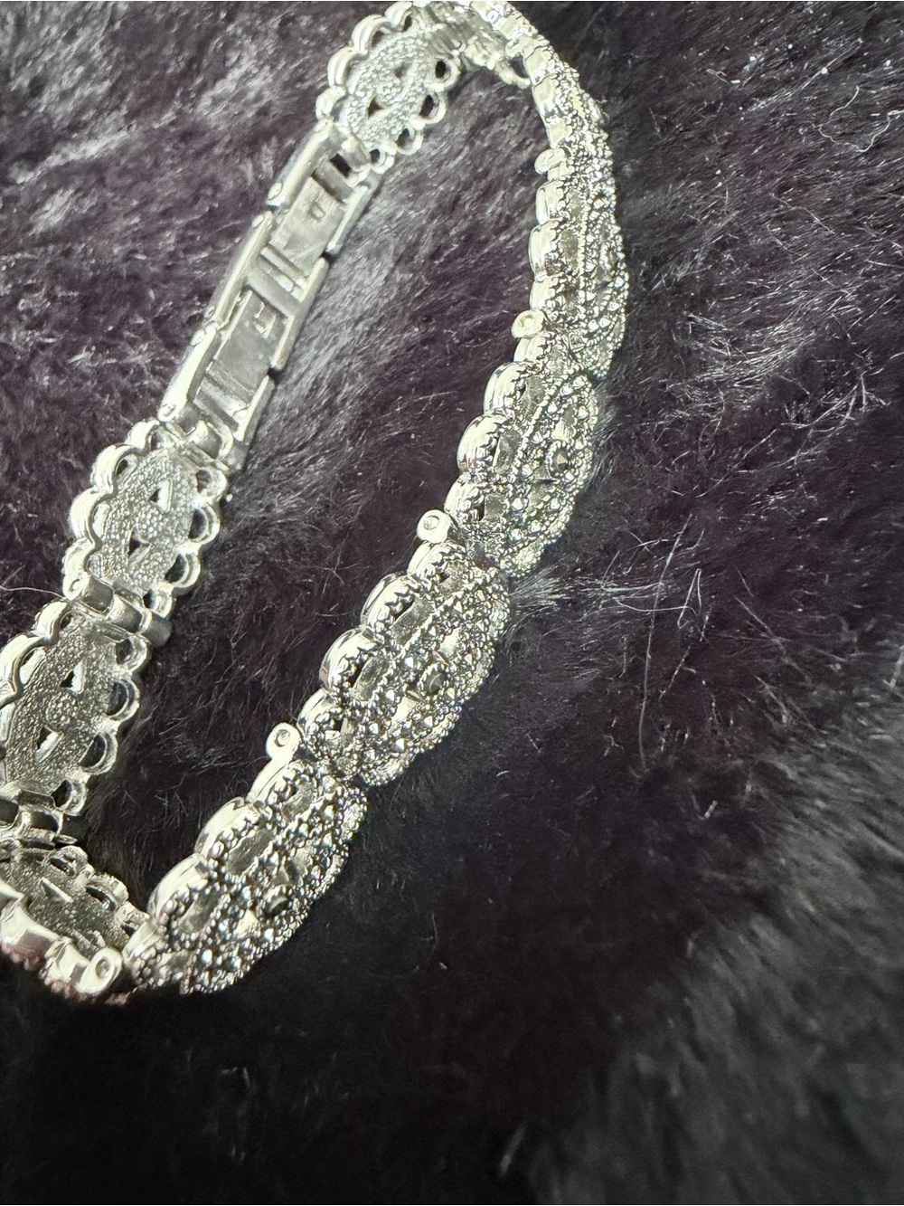 Elegant Silver Crystal Link Bracelet for Women - 2.5"